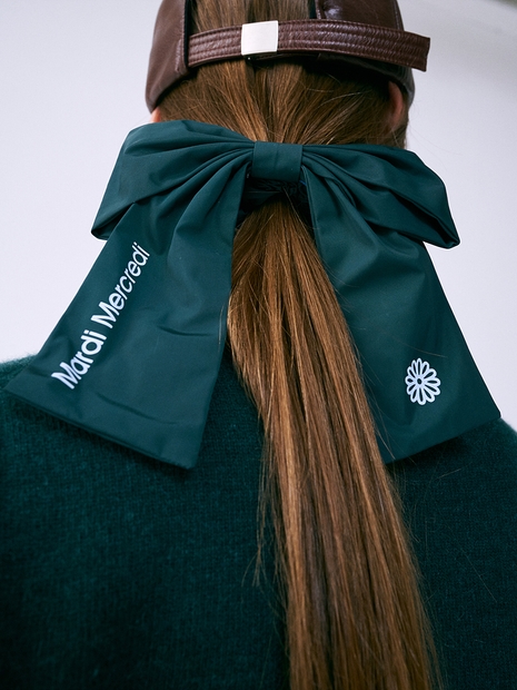 RIBBON SCRUNCHIE_DEEP GREEN