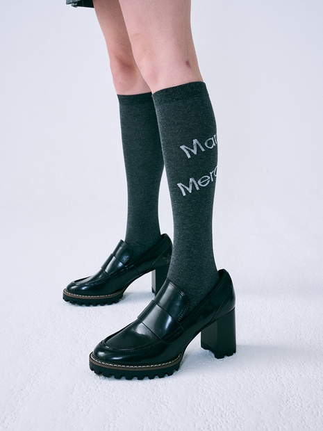 KNEE SOCKS DIAGONAL MARDI MERCREDI_CHARCOAL