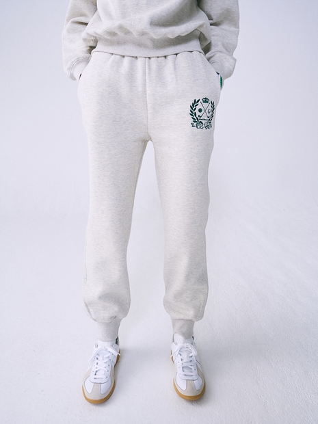 SWEAT JOGGER NOUVEAU EMBLEM_OATMEAL