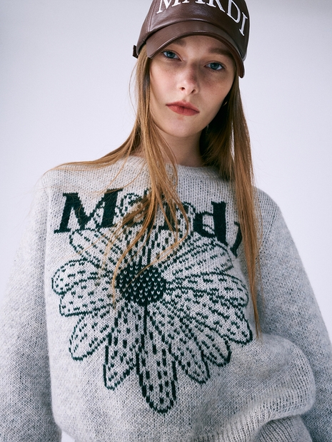 MOHAIR BLENDED KNIT PULLOVER_LIGHT GREY DEEP GREEN