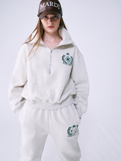 HIGH NECK SWEAT ZIPUP NOUVEAU EMBLEM_OATMEAL