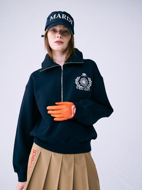 HIGH NECK SWEAT ZIPUP NOUVEAU EMBLEM_NAVY