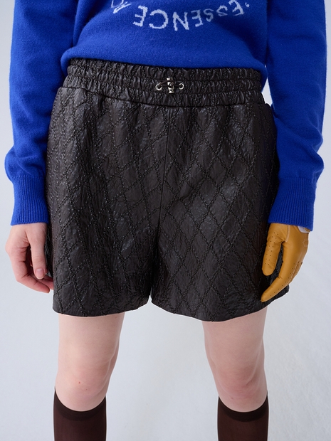 FAUX LEATHER SHORTS_BROWN