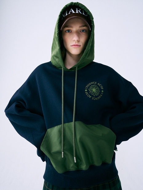 GABARDINE HOODIE SWEATSHIRT NOUVEAU EMBLEM_NAVY