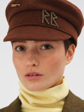 Safety-pin Baker Boy Cap - BROWN