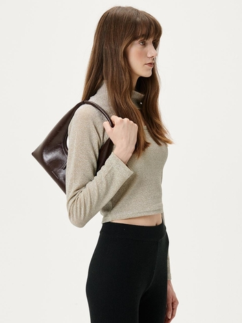 HOBO SHOULDER_dark brown crinkle