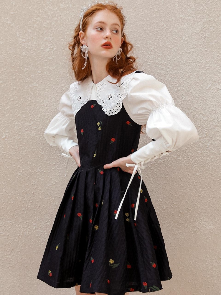 Moidew falling candy rose suspender dress