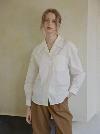 Mary classical poket white shirts