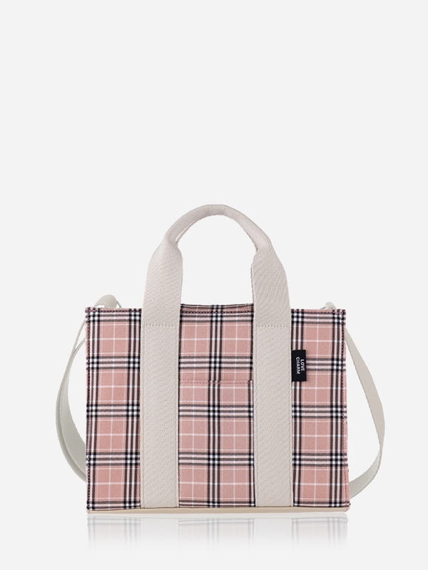 [핑크 체크 캔버스백] Pink Check Canvas Bag