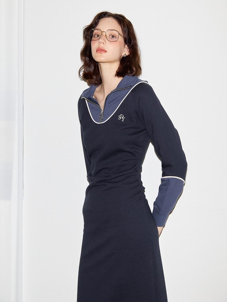 Color Block Cozy Dress_Navy