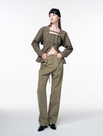 Pigment Pintuck Denim Pants, Khaki