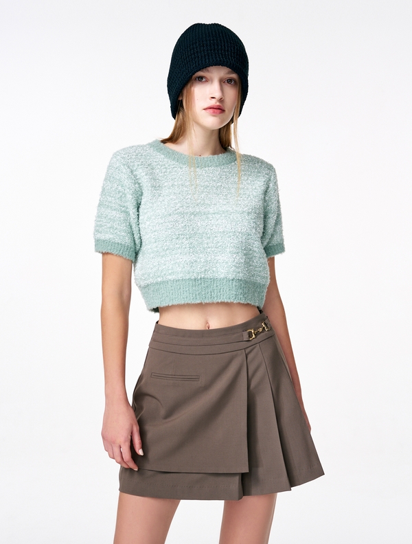 Color Blend Short Sleeve Knit Top, Mint