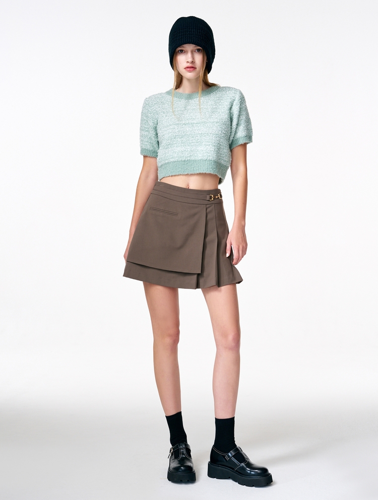 Color Blend Short Sleeve Knit Top, Mint