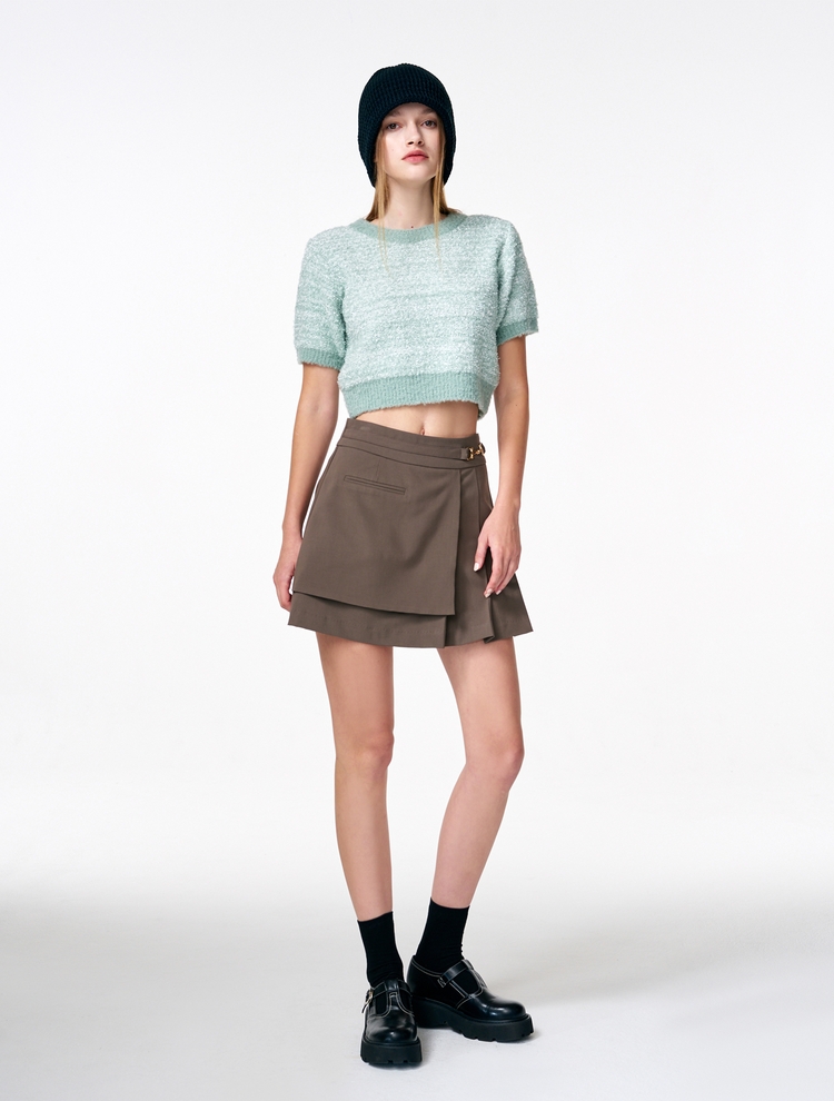 Color Blend Short Sleeve Knit Top, Mint