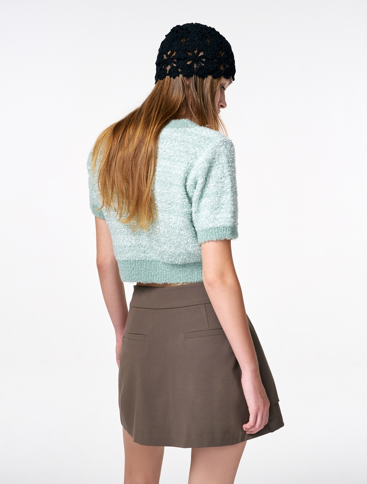 Color Blend Short Sleeve Knit Top, Mint