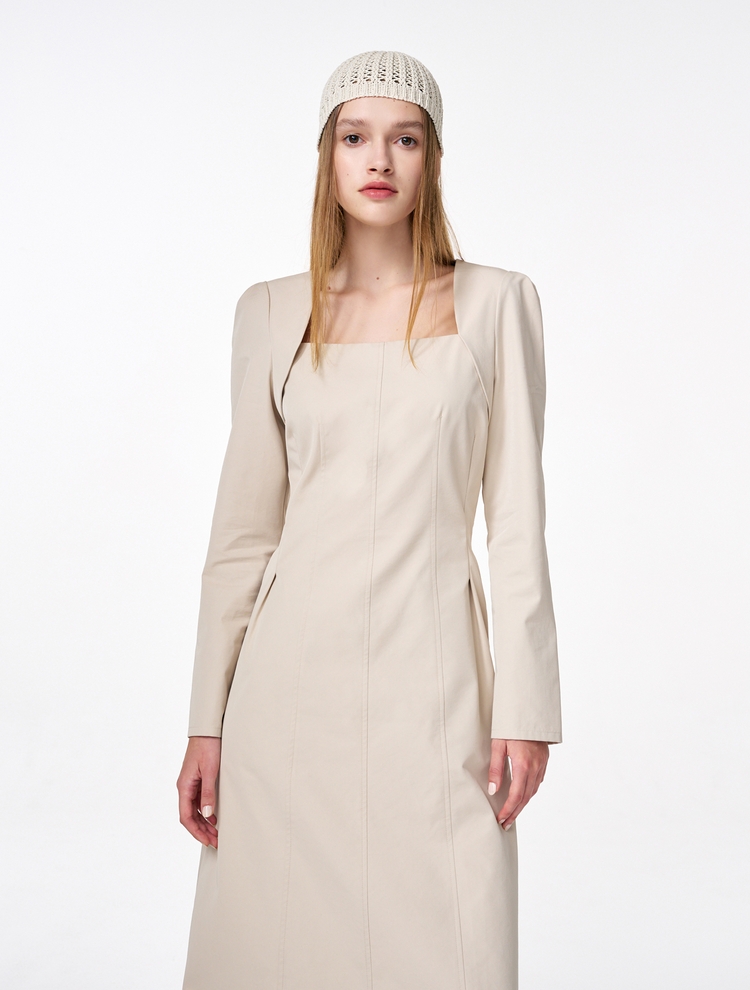 Bolero Layered Dress, Cream Beige