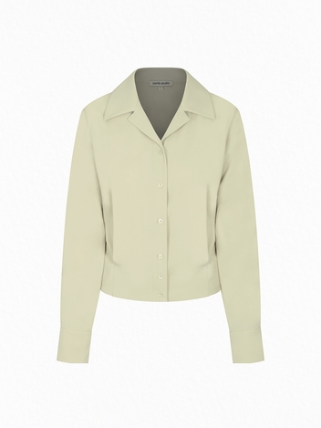 CO COLLAR PINTUCK BLOUSE_LIGHT KHAKI