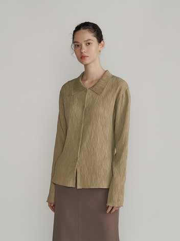Pleats shirt (khaki beige)