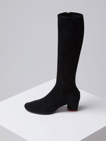Stretch long boots(Suede black)