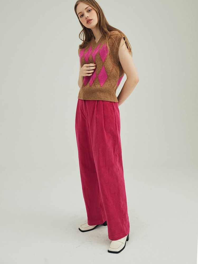 CORDUROY TWO-TUCK PANTS_PINK