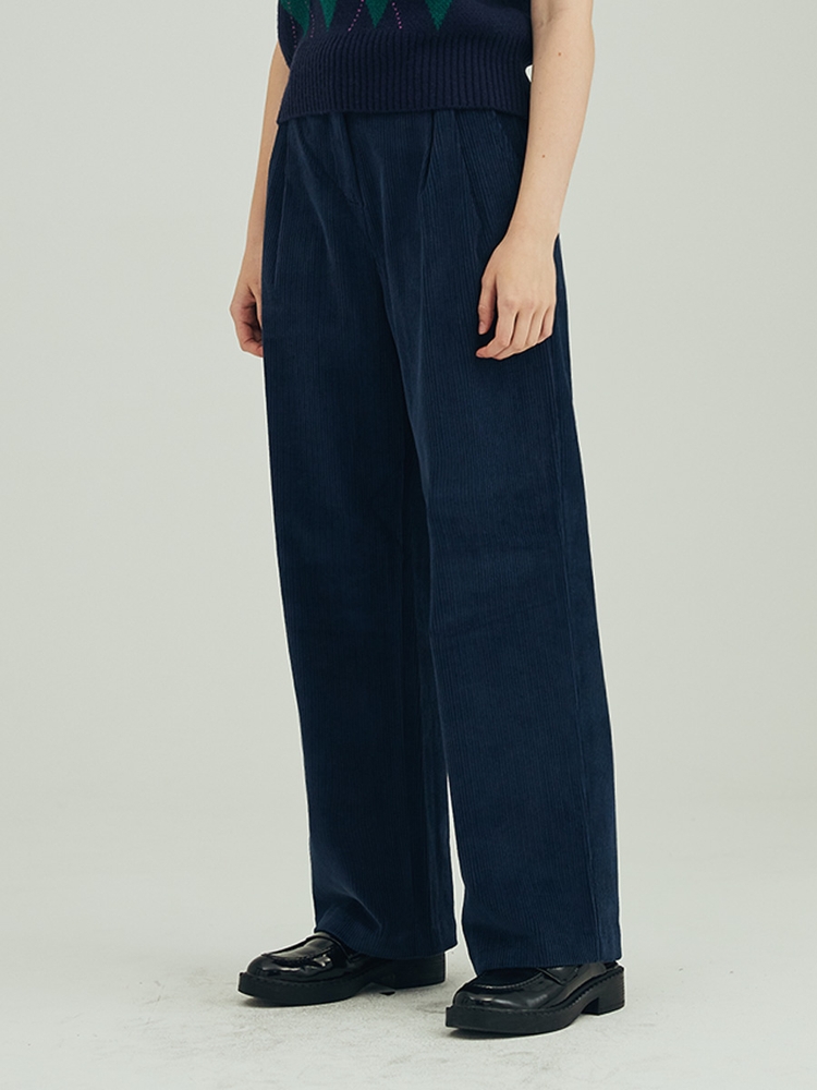 CORDUROY TWO-TUCK PANTS_NAVY