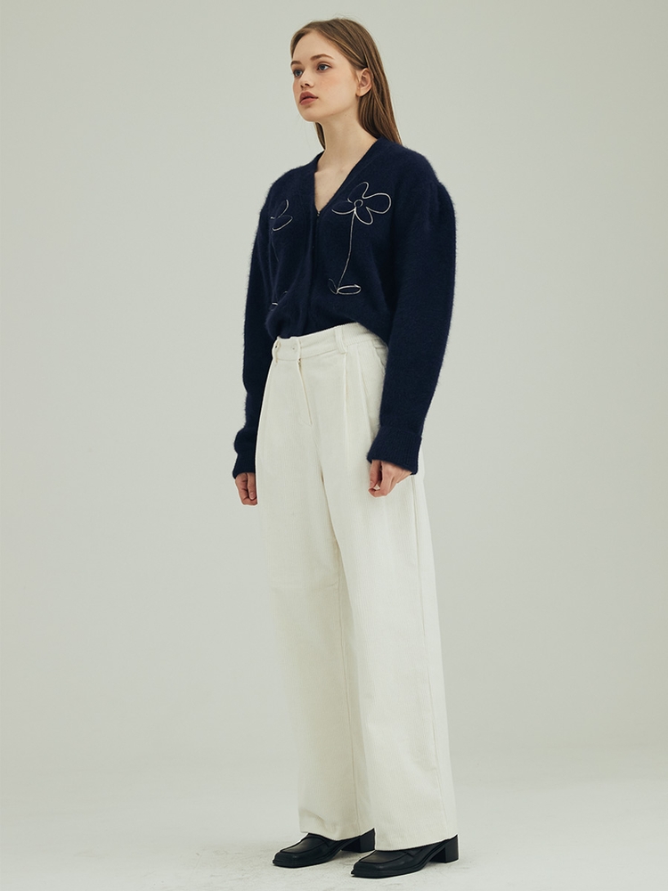 CORDUROY TWO-TUCK PANTS_IVORY