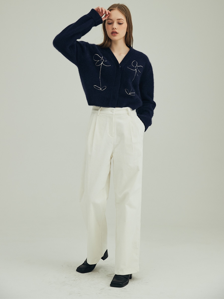 CORDUROY TWO-TUCK PANTS_IVORY