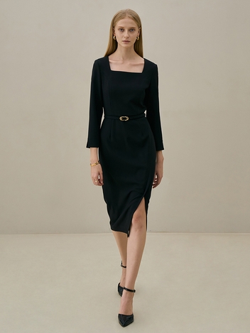 SCARLETT Square neck pencil dress_black