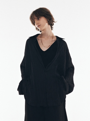 Loose Fit Wrinkle Shirts (Black)