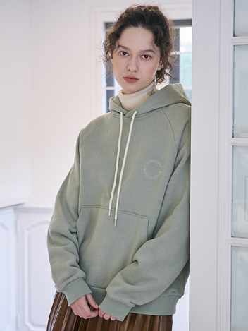 COTTON CASHMERE ROUND SLOGAN HOODIE