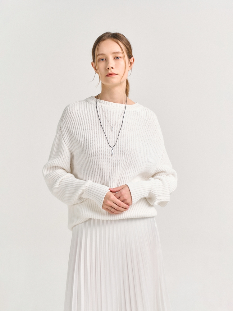 BATISTA KNITTED RIBBED SWEATER_WHITE