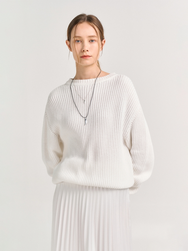 BATISTA KNITTED RIBBED SWEATER_WHITE