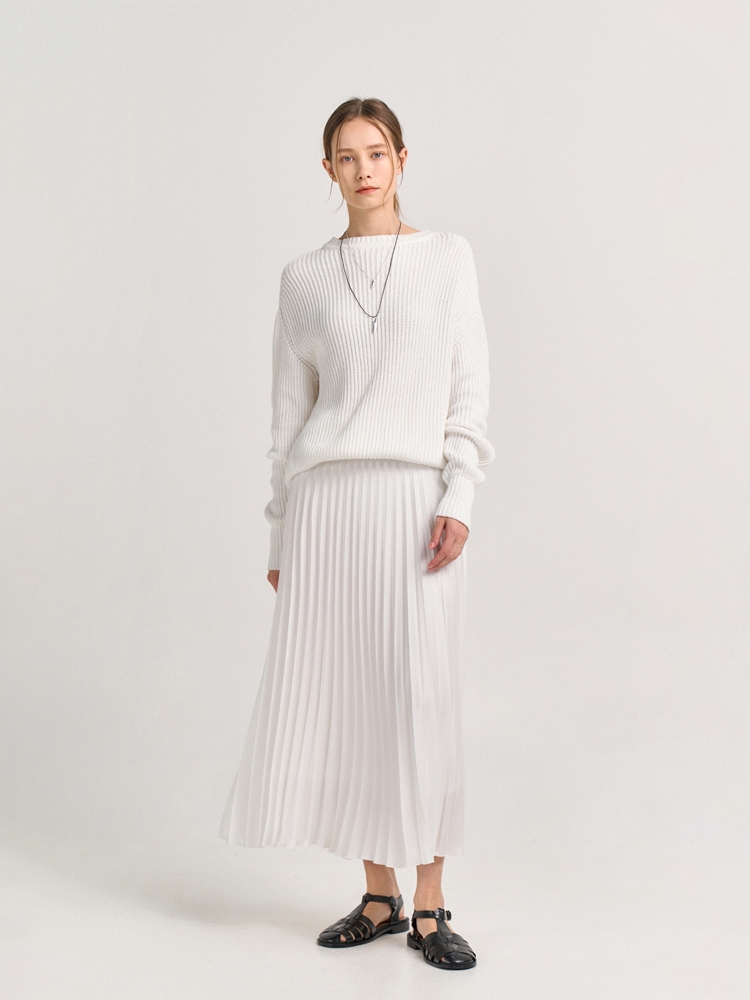 BATISTA KNITTED RIBBED SWEATER_WHITE