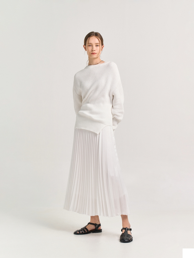 BATISTA KNITTED RIBBED SWEATER_WHITE