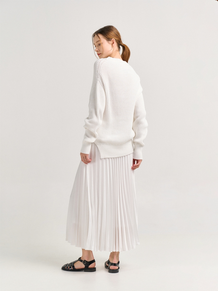 BATISTA KNITTED RIBBED SWEATER_WHITE