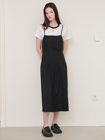 ZENTRA GATHERED SLEEVELESS DRESS_BLACK