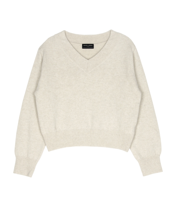 V-NECK PATCH KNIT LONG T-SHIRT_BE