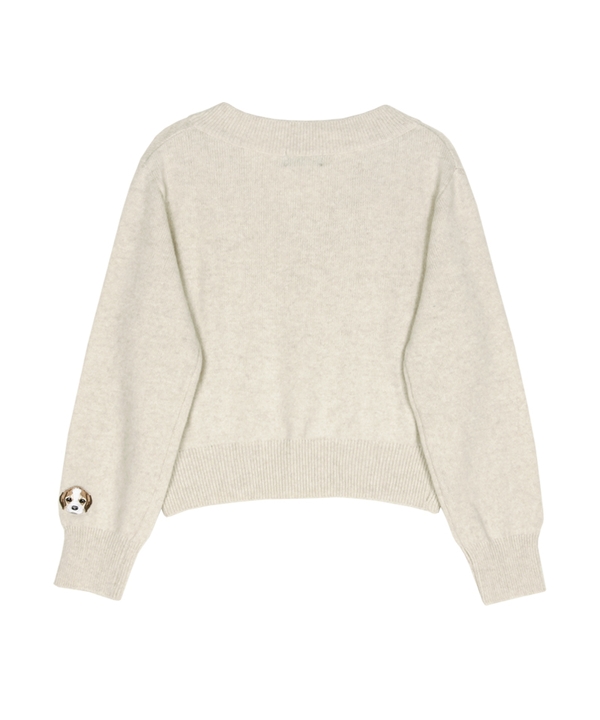 V-NECK PATCH KNIT LONG T-SHIRT_BE