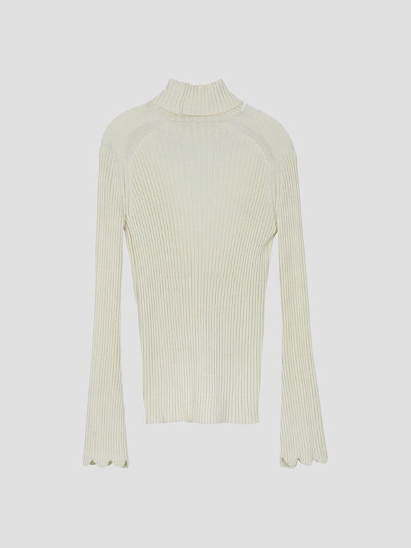 Bell Sleeves V-Neck Pollar Knit Top Ivory WBBFNT007IV