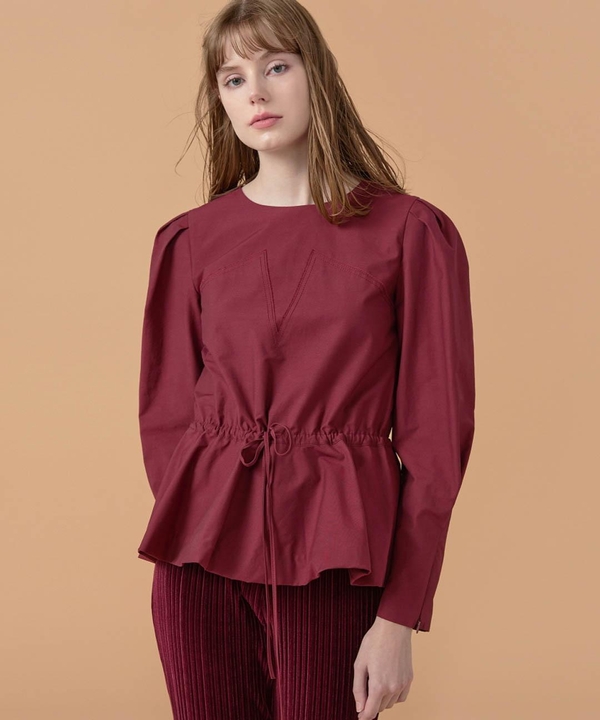 Waist Tied Blouse Burgundy WBBFTP021BG