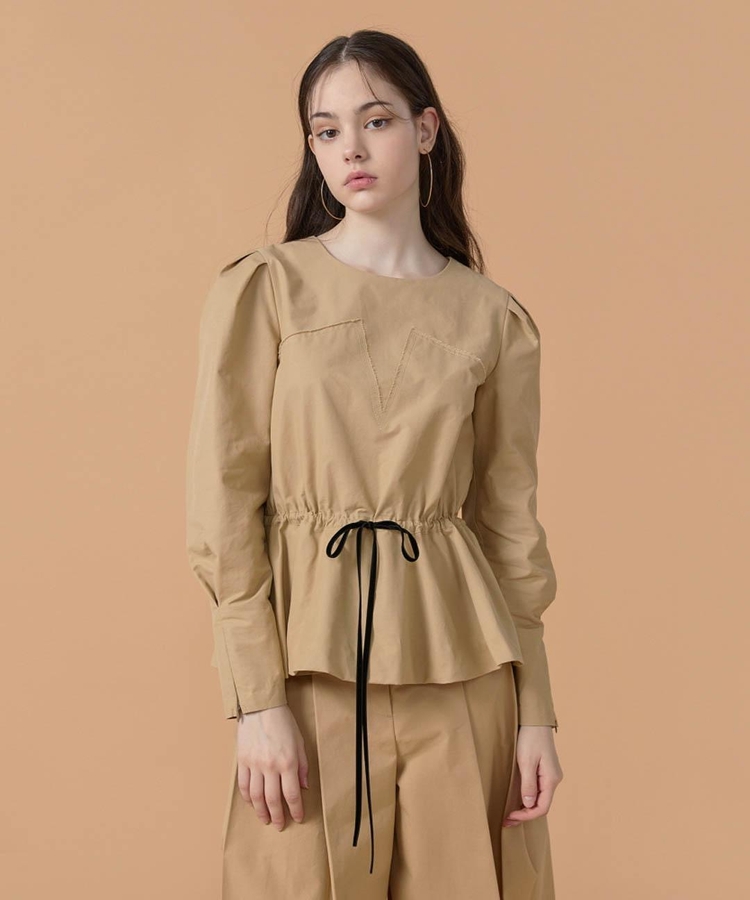 Waist Tied Blouse Beige WBBFTP021BE