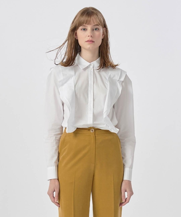 Ruffle Detail Shirt White WBBFTP020WH