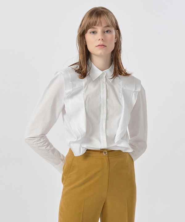 Ruffle Detail Shirt White WBBFTP020WH