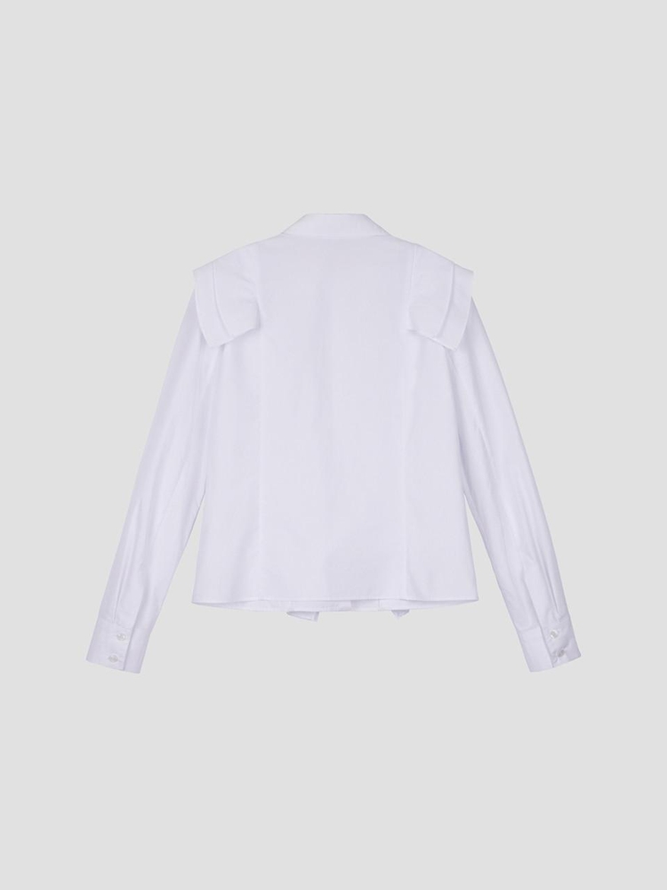 Ruffle Detail Shirt White WBBFTP020WH