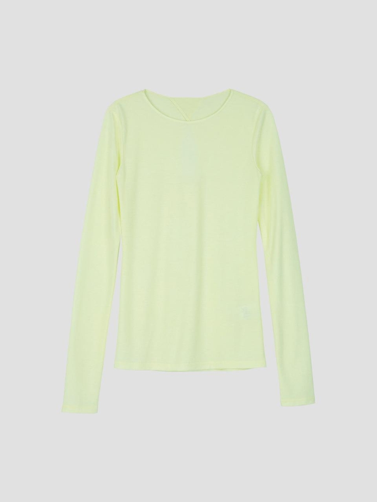 Cutout Layered T-Shirt Light Yellow WBBFTP019LY