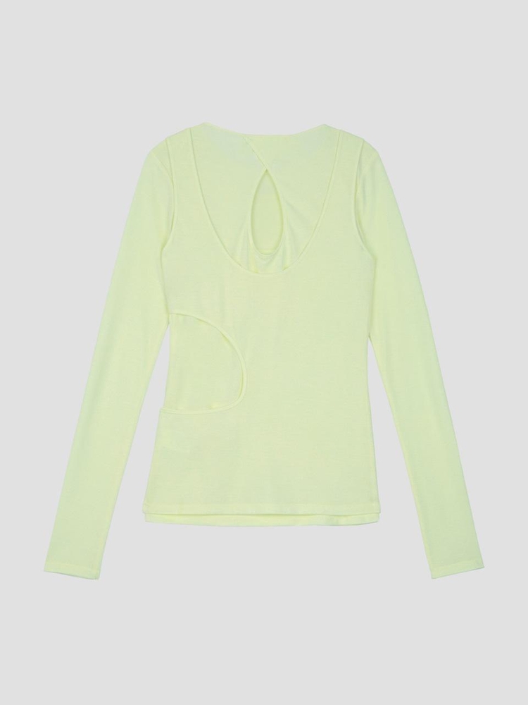 Cutout Layered T-Shirt Light Yellow WBBFTP019LY