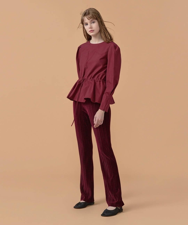 Pleats Banding Pants Burgundy WBBFPA024BG