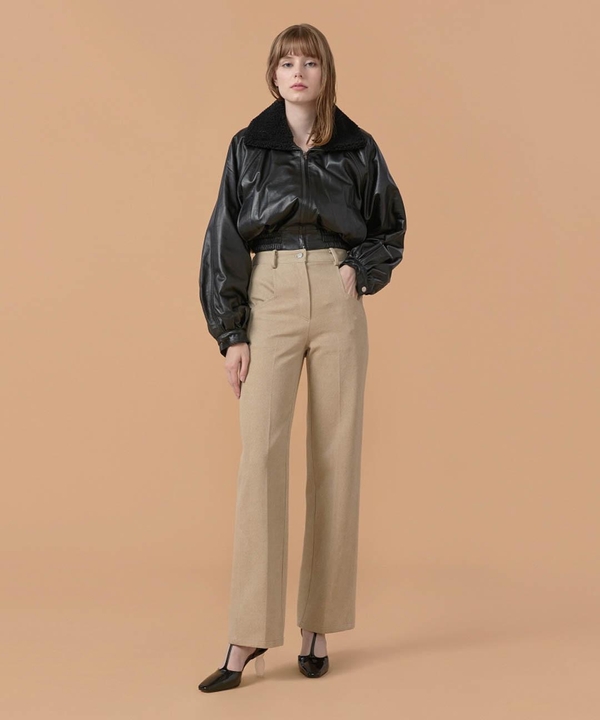 Cotton Twill Straight Pants Sand WBBFPA022BE