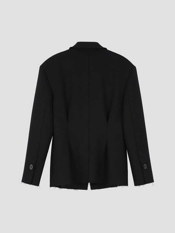 Rough Cutting Wool Jacket Black WBBFJK013BK