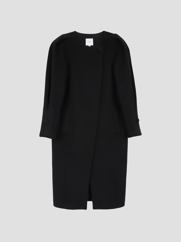 One Button Puff Sleeves Coat Black WBBFCT009BK